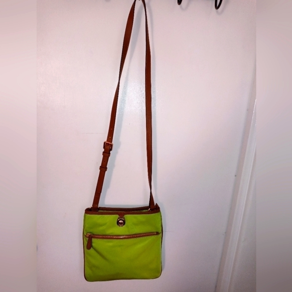 Michael Kors Lime Green and Brown Crossbody Bag
